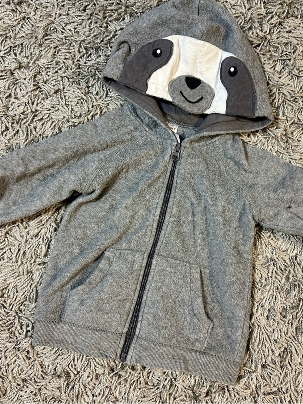 Carter's Gray Hooded Zip-Up Sweatshirt with Sloth Face